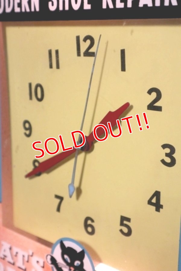 画像5: dp-190101-12 CAT'S PAW CAT-TEX / 1950's Advertising Lighted Clock