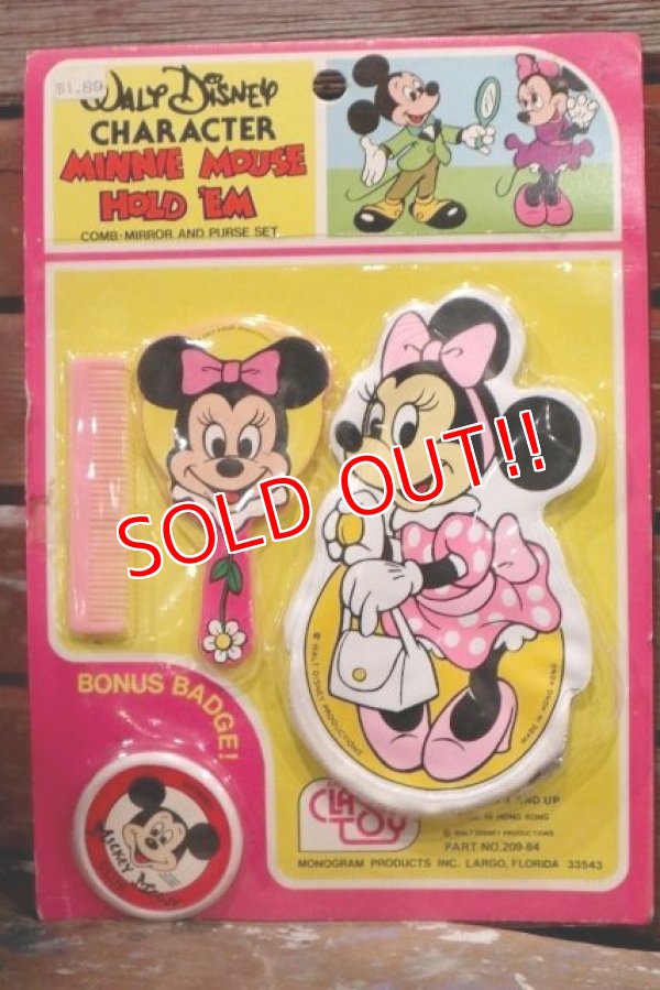 画像1: ct-1902021-106 Minnie Mouse / 1970's Comb-Mirror & Purse Set