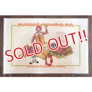 画像: ct-190301-44 McDonald's / 1970's Place Mat "Ronald McDonald"