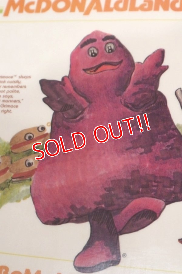 画像2: ct-1902021-80 McDonald's / 1970's Place Mat "Grimace & Professor"