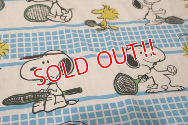 画像4: ct-190402-31 Snoopy & Woodstock / 1970's Flat Sheet "Tennis"  (Twin)