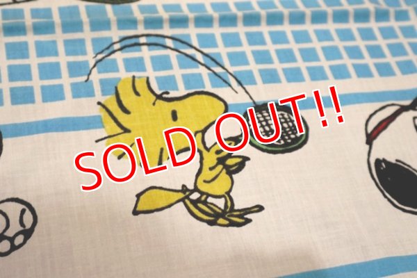 画像6: ct-190402-31 Snoopy & Woodstock / 1970's Flat Sheet "Tennis"  (Twin)