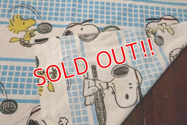 画像7: ct-190402-31 Snoopy & Woodstock / 1970's Flat Sheet "Tennis"  (Twin)