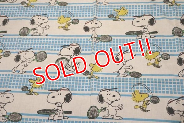 画像2: ct-190402-31 Snoopy & Woodstock / 1970's Flat Sheet "Tennis"  (Twin)