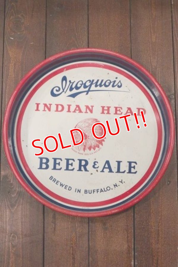 画像1: dp-190402-20 Iroquois INDIAN HEAD BEER & ALE / 1970's Tin Serving Tray