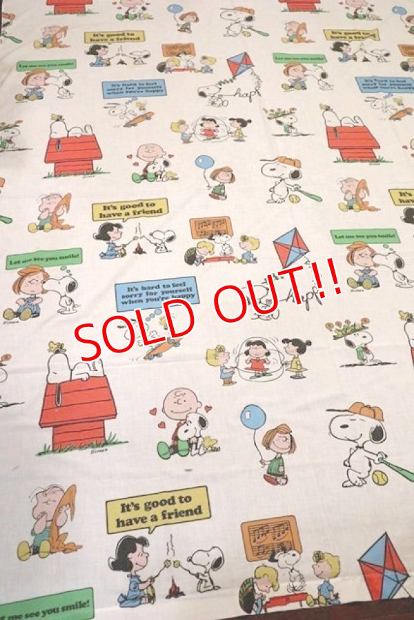 画像2: ct-190402-47 PEANUTS / 1970's Flat Sheet (Twin Size)