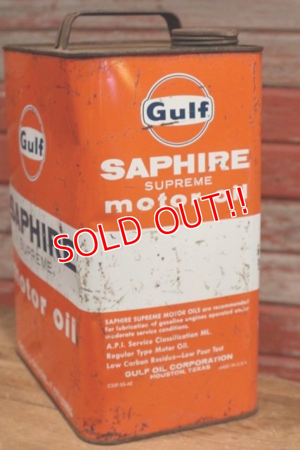 画像4: dp-190601-15 Gulf / 1960's Saphire Supreme Two U.S Gallons Motor Oil Can