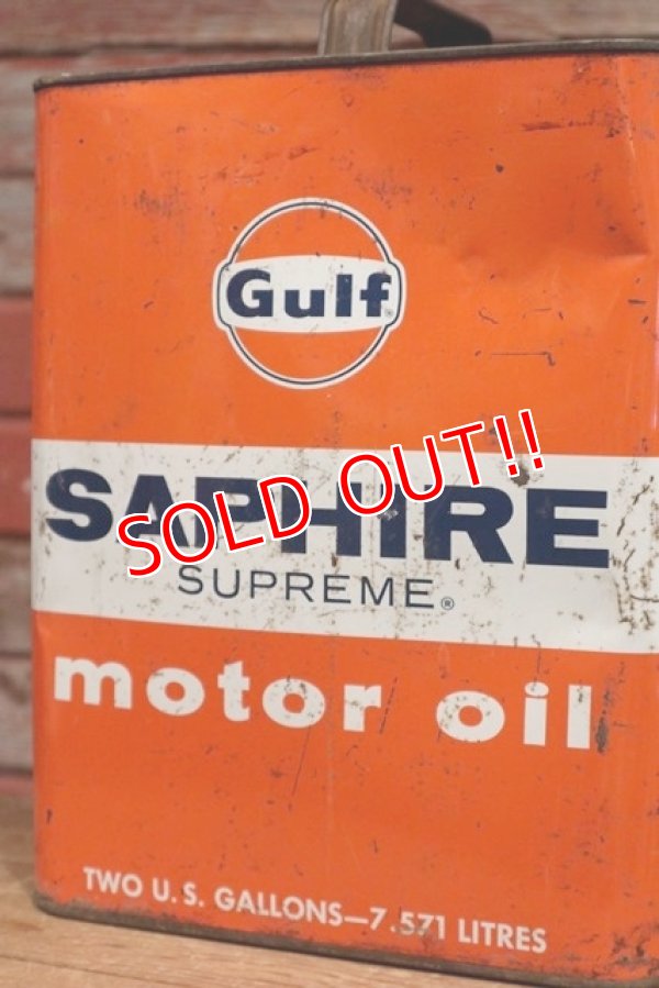 画像3: dp-190601-15 Gulf / 1960's Saphire Supreme Two U.S Gallons Motor Oil Can