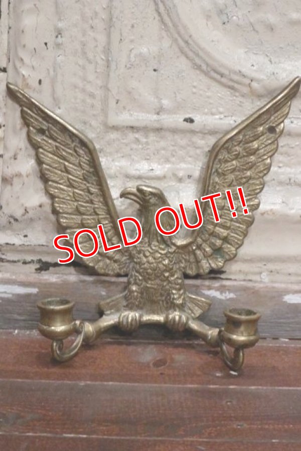 画像1: dp-190522-02 Vintage Brass Eagle Candle Holder