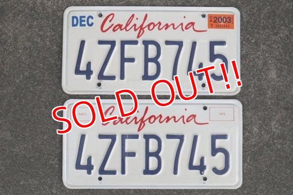 画像1: dp-190801-03 License Plate "California" Set