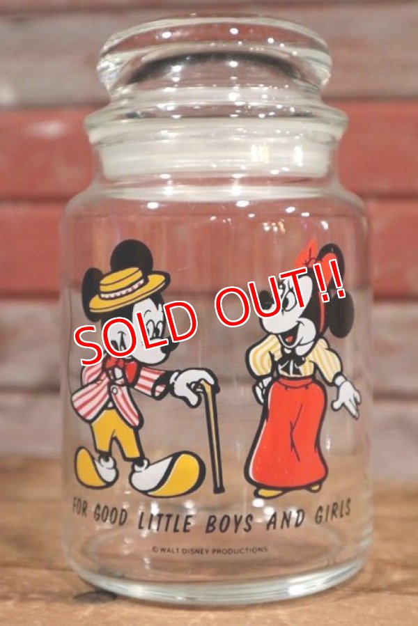 画像1: ct-190905-84 Mickey Mouse & Minnie Mouse / 1960's-1970's Glass Jar