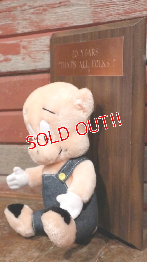 画像3: ct-190910-08 Porky Pig / 1980's-1990's Plush Doll & Wood Plate