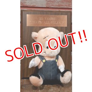 画像: ct-190910-08 Porky Pig / 1980's-1990's Plush Doll & Wood Plate