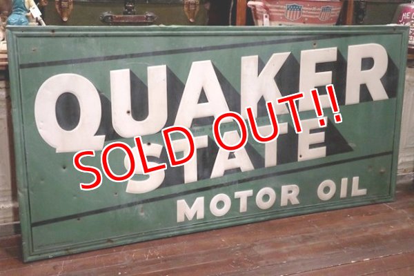 画像1: dp-191101-12 QUAKER STATE MOTOR OIL / 1940's METAL SIGN