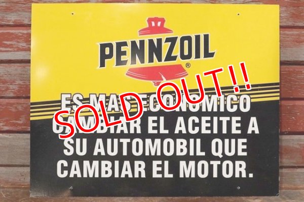 画像1: dp-191101-31 Pennzoil / 1990's W-side Plastic Sign