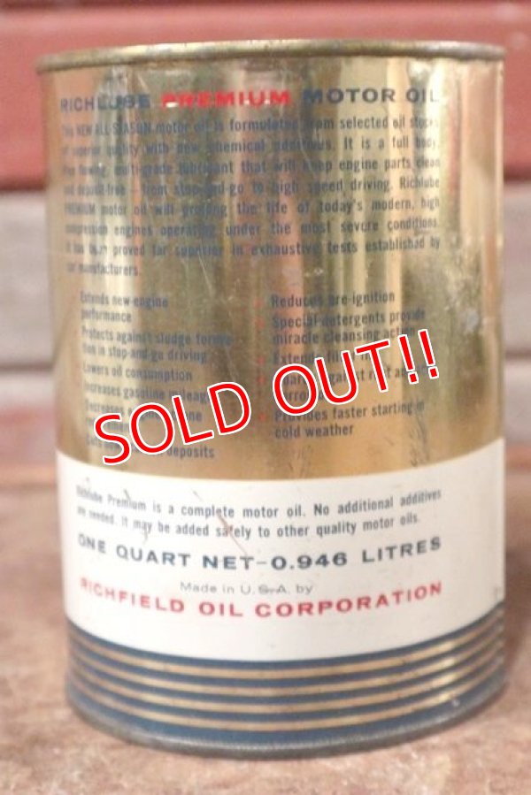 画像3: dp-201101-60 RICHFIELD / One Quart Motor Oil Can