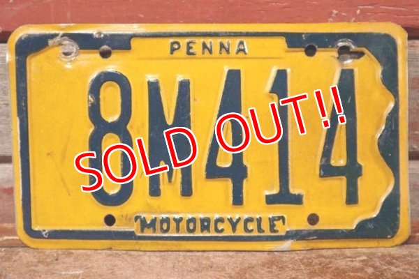 画像1: dp-201114-37 1970's Motorcycle License Plate "Pennsylvania"