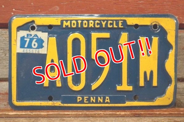 画像1: dp-201114-37 1970's Motorcycle License Plate "Pennsylvania"