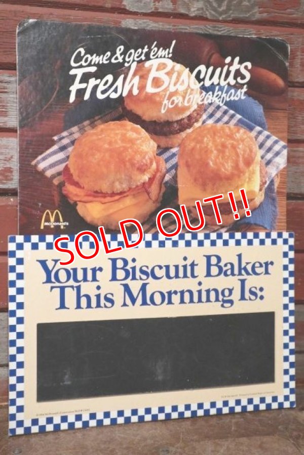 画像1: dp-201201-66 McDonald's / 1984 Fresh Biscuits for Break Fast Cardboard Sign