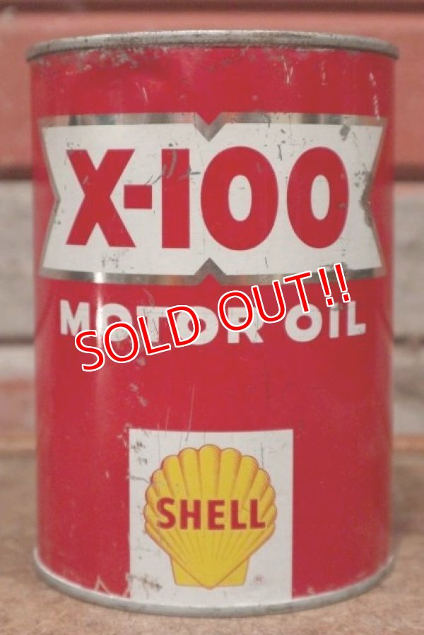 画像1: dp-201201-40 SHELL / X-100 Motor Oil One U.S. Quart Can