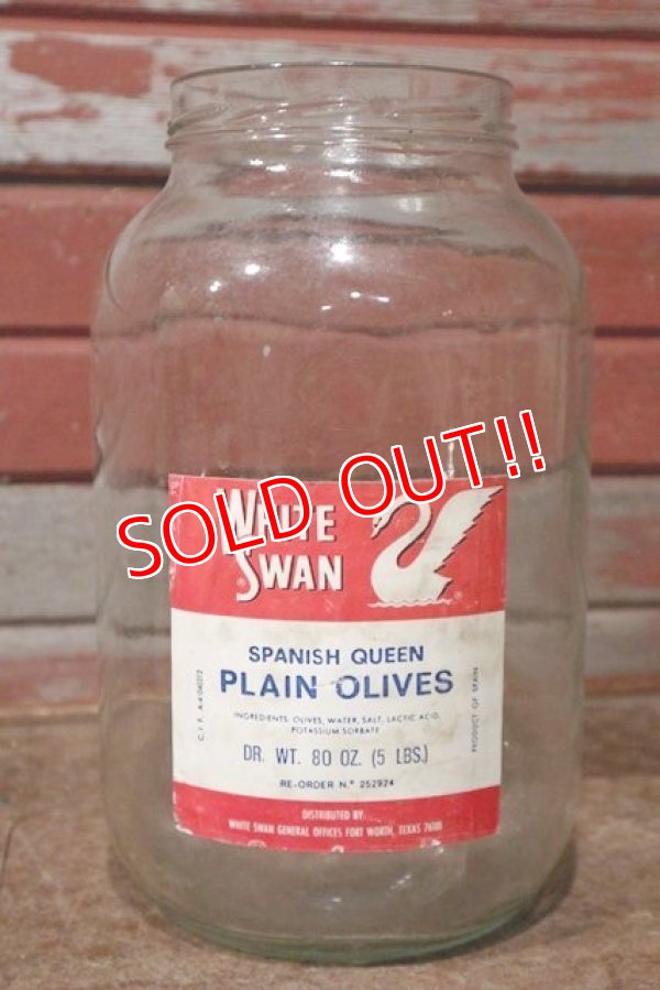 画像1: dp-201201-22 WHITE SWAN PLAIN OLIVES / Vintage Glass Bottle