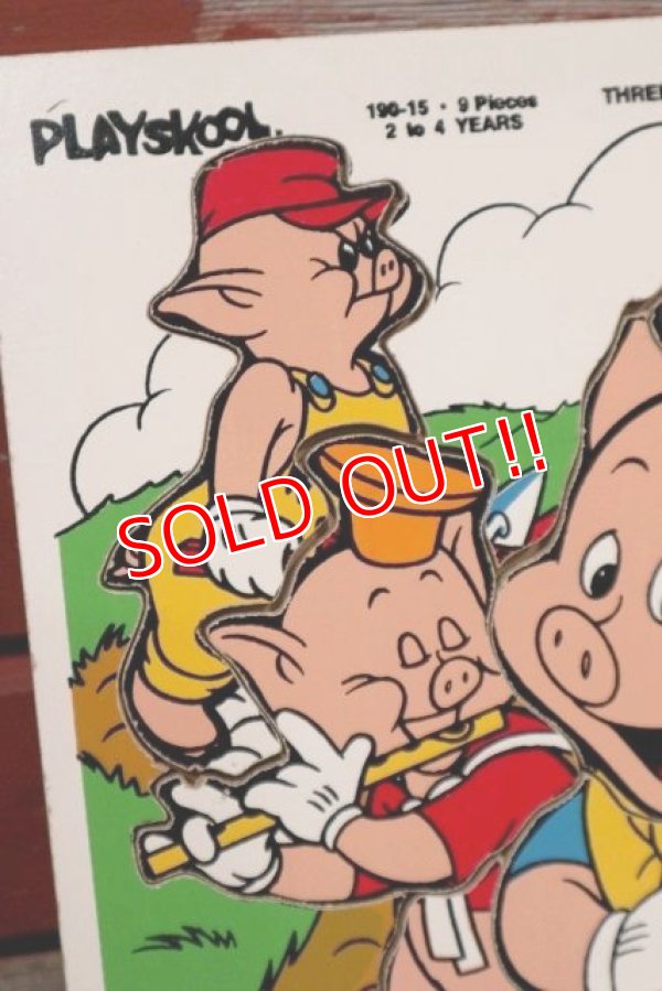 画像2: ct-210101-09 Three Little Pigs / Playskool 1970's Wood Frame Tray Puzzle