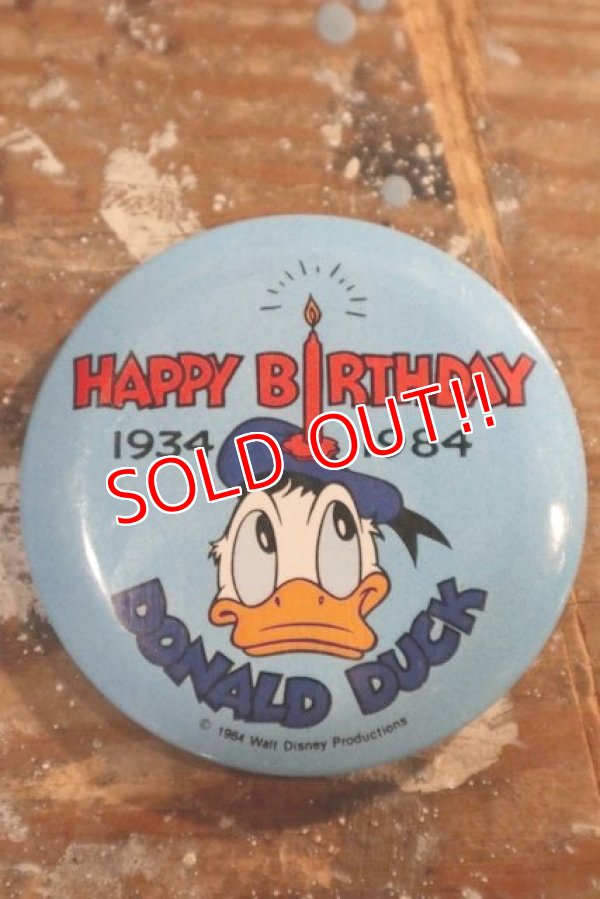 画像1: ct-201114-126 Donald Duck / HAPPY BIRTHDAY 1934-1984 Pinback