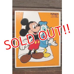 画像: ct-210201-27 Mickey Mouse & Donald Duck / Playskool 1980's Wood Frame Tray Puzzle