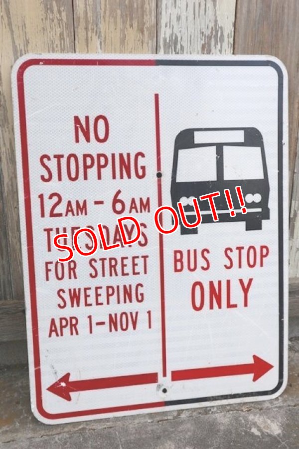 画像1: dp-210401-67 Road Sign "BUS STOP ONLY"