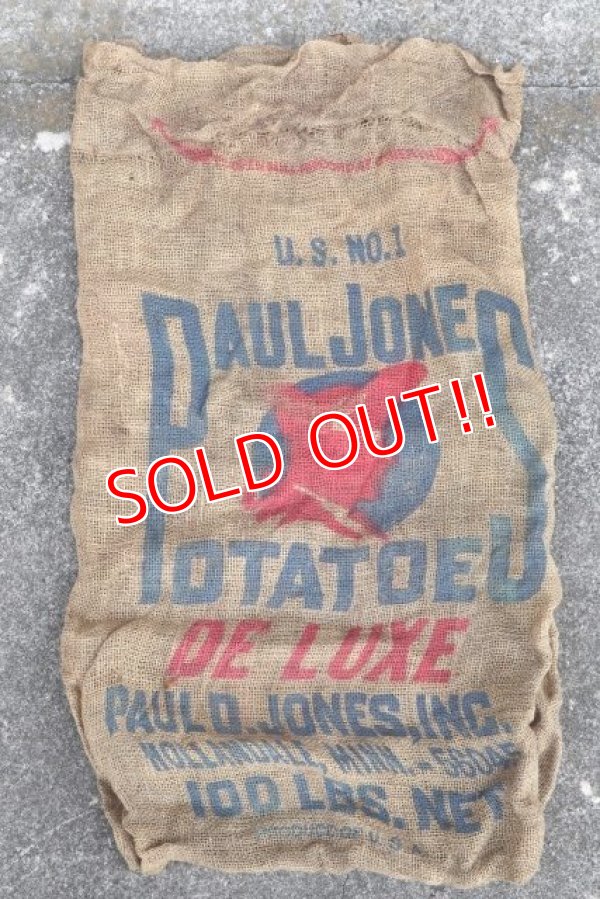 画像1: dp-210401-66 PAUL JONES POTATOES / Vintage Burlap Bag