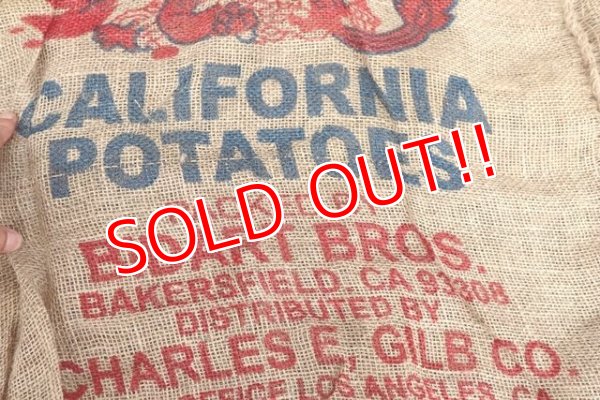画像3: dp-200301-19 RED DRAGON CALIFRONIA POTATOES / Vintage Burlap Potato Bag D