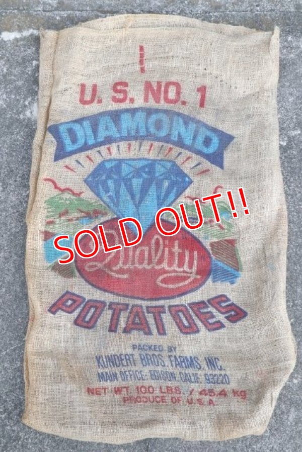 画像1: dp-210401-66 DIANMOND POTATOES / Vintage Burlap Bag