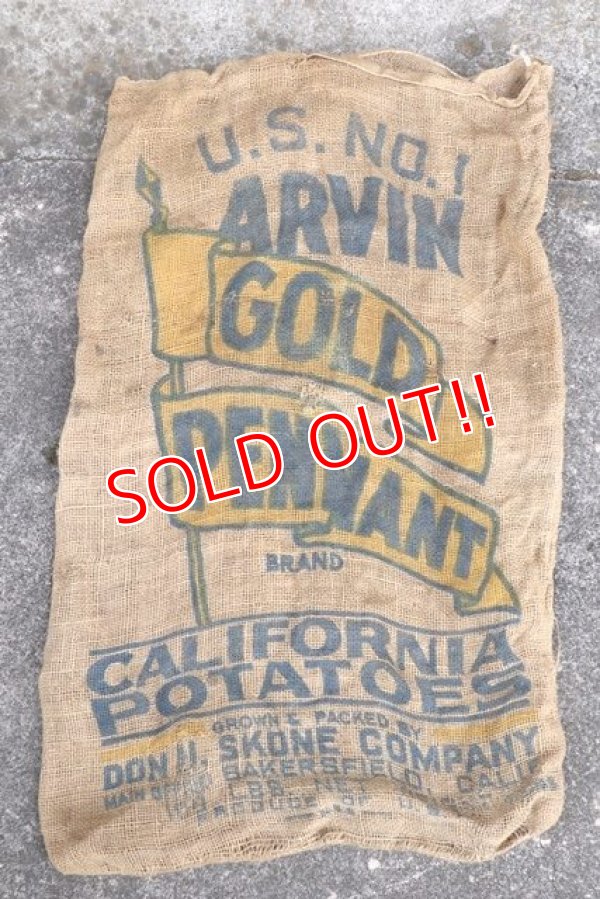 画像2: dp-210401-66 ARVIN GOLD PENNANT / Vintage Burlap Bag
