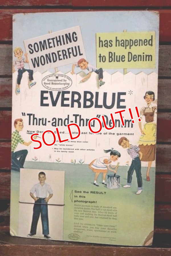 画像1: dp-210601-01 Good Housekeeping / 1950's "EVERBLUE" Denim Cardboard Sign