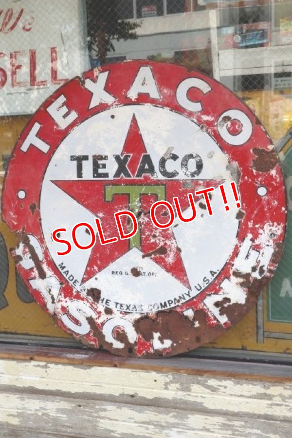 画像7: dp-210701-53 TEXACO / 1930's Gas Station W-Side Round Sign