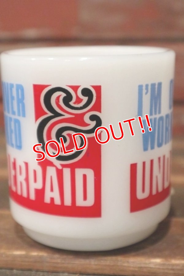 画像4: kt-210701-118 Glasbake / "I'M OVERWORKED & UNDERPAID"1960's Mug