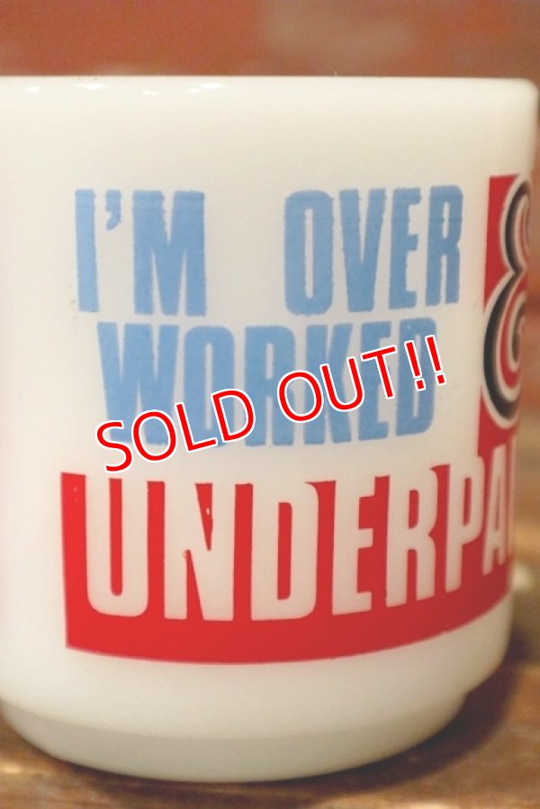 画像3: kt-210701-118 Glasbake / "I'M OVERWORKED & UNDERPAID"1960's Mug