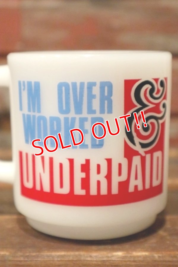 画像2: kt-210701-118 Glasbake / "I'M OVERWORKED & UNDERPAID"1960's Mug