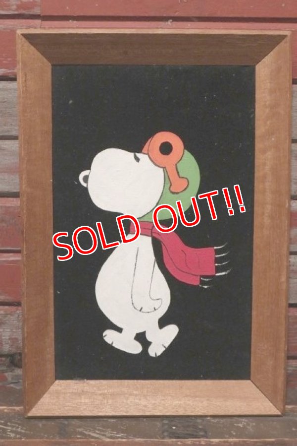 画像1: ct-210901-72 Snoopy / 1970's Velvet Painting Wall Hanging