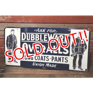 画像: dp-211201-31 DUBBLE WARE OVERALLS / 1930's-1940's Enamel Sign