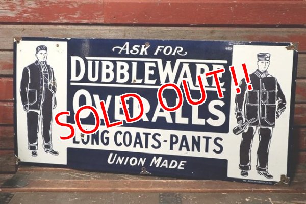 画像1: dp-211201-31 DUBBLE WARE OVERALLS / 1930's-1940's Enamel Sign