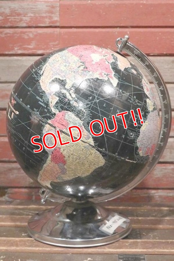 画像1: dp-211210-52 REPLOGLE / 1940's 12 Inch Straight Black Ocean Globe