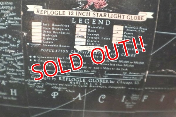 画像5: dp-211210-52 REPLOGLE / 1940's 12 Inch Straight Black Ocean Globe