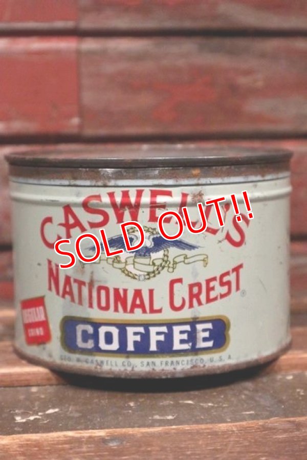 画像1: dp-211210-37 CASWELL'S NATIONAL CREST COFFEE / Vintage Tin Can