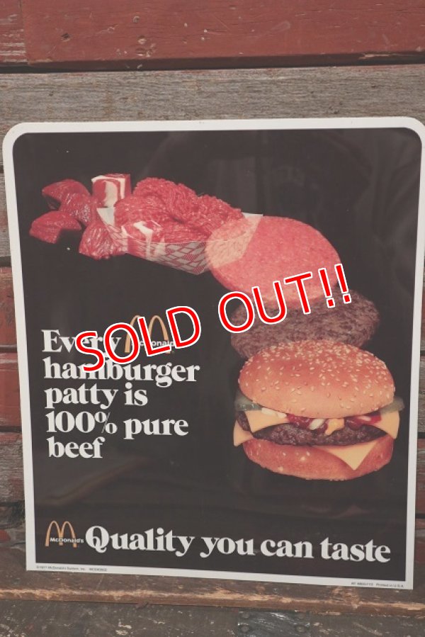 画像1: dp-220201-36 McDonald's / 1977 Quality you can taste Sign