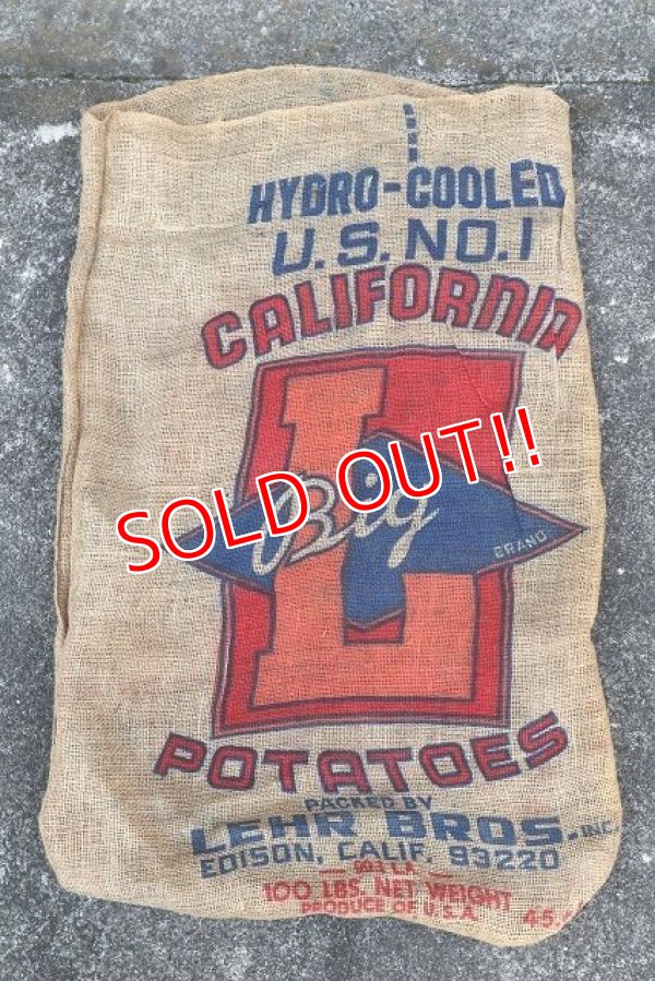 画像1: dp-220301-05 CALIFORNIA BIG L POTATOES / Vintage Burlap Bag