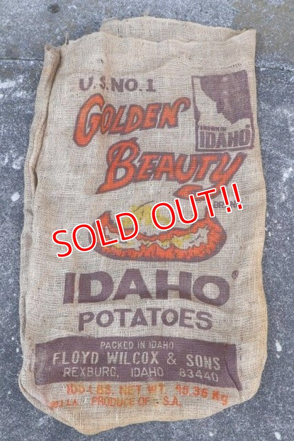 画像1: dp-220301-05 GOLDEN BEAUTY BRAND IDAHO POTATOES / Vintage Burlap Bag