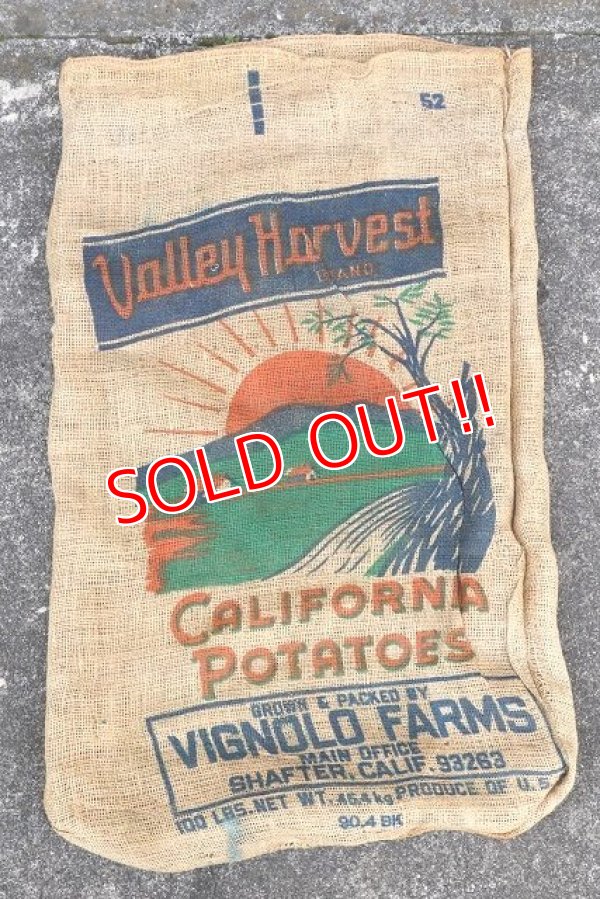 画像1: dp-220301-05 Valley Harvest Brand CALIFORNIA POTATOES / Vintage Burlap Bag