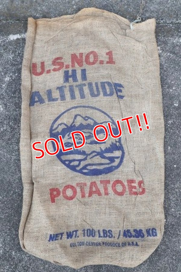 画像1: dp-220301-05 HI ALTITUDE POTATOES / Vintage Burlap Bag