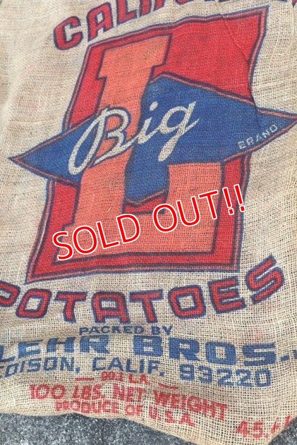 画像3: dp-220301-05 CALIFORNIA BIG L POTATOES / Vintage Burlap Bag